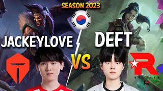 TES JackeyLove vs KT Deft  JackeyLove DRAVEN vs Deft CAITLYN ADC  Patch 141 KR Ranked  lolrec [upl. by Emelen]