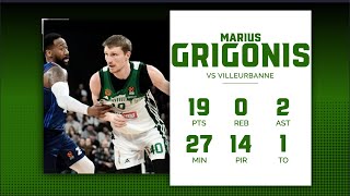 Villeurbanne  Panathinaikos 8189 Marius Grigonis  19 Points [upl. by Ayidan631]