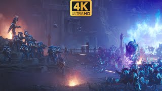 WARHAMMER 40K Ultramarine Army vs Army of Tzeentch Battle Scene Cinematic 4K [upl. by Nnaoj]