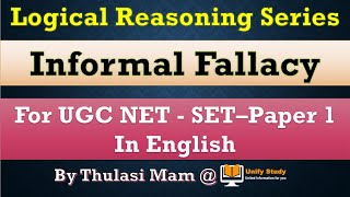 Informal Fallacy in Logical Reasoning UGC Net Paper 1 Series  Day 2  UGC NET Paper 1 in English [upl. by Hardin83]