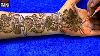 Learn Easiest Henna Mehndi Design  Step by Step Mehendi Designs for Hand  MehndiArtistica 2020 [upl. by Nodla610]