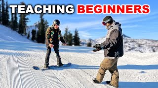 Teaching Complete Beginners How To Snowboard [upl. by Glad]