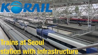 Trains at Seoul station with infrastructure [upl. by Docila639]