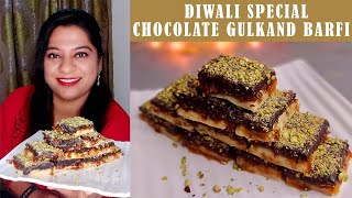 DIWALI SPECIAL CHOCOLATE GULKAND BARFI RECIPE [upl. by Fawnia]