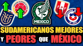 ¿Qué SELECCIONES DE CONMEBOL SON MEJORES QUE MEXICO A DIA DE HOY y cuáles PEORES Copa América 2024 [upl. by Yer]