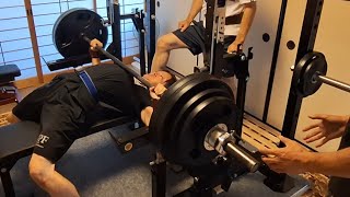 ジャパンクラシックまでに目標160kgBULLベンチプレスbenchpressパワーリフティングpowerliftingトレーニングtrainingフィットネスfitness筋肉 [upl. by Dustie]