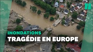 Les terribles images des inondations en Allemagne et en Belgique vues du ciel [upl. by Nomae67]