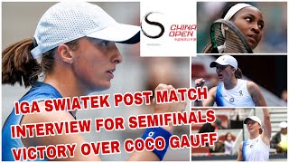 UPDATE IGA SWIATEK POST MATCH INTERVIEW FOR SEMIFINALS VICTORY OVER COCO GAUFF [upl. by Sajet]