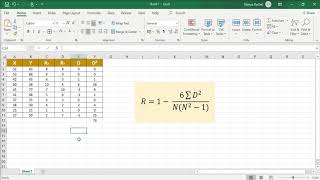 Spearmans Rank Correlation Coefficient in Excel [upl. by Roumell]