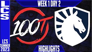 100 vs TL Highlights  LCS Summer 2023 W1D2  100 Thieves vs Team Liquid [upl. by Dustie]