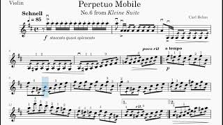 Bohm Perpetuo Mobile 85 BPM Slow Practice Violin and Piano Accompaniment Sheet Music Play Along [upl. by Lomaj835]