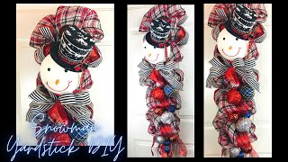 CHRISTMAS SNOWMAN YARDSTICK DOOR SWAG CENTERPIECE GARLAND DIY 🎄 EASY TO MAKE 🎄WREATH 🎄 MESH 🎄 [upl. by Zack577]