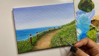 Acrylic painting tutorial pathway acrylic painting for beginners tutoriallandscape painting [upl. by Notnad]