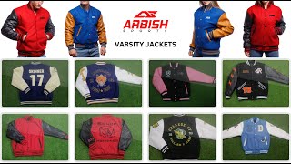 Arbish Sports Varsity Jackets Classic amp Leather Sleeve Styles from Sialkot Pakistan [upl. by Ziza]