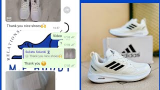 customer unboxing and reviewing Addidas sports running shoes buy from mfbuddy [upl. by Esinek695]