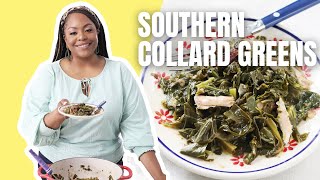 Kardea Browns Southern Collard Greens ​ Kardea Browns Southern Thanksgiving  Food Network [upl. by Nirej219]