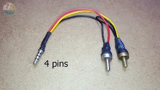 Connect 35 mm Headphone 4 pins to Stereo audio jack  Mobile to woofer system connector cable [upl. by Rabassa53]