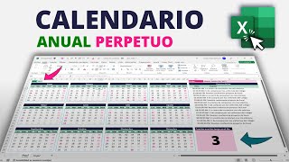 CALENDARIO Anual PERPETUO en Excel Automatizado con Eventos [upl. by Seiter]