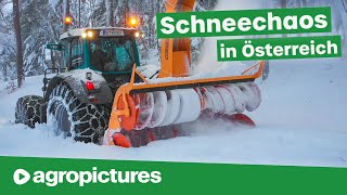 Winterdienst in Österreich mit Fendt Traktoren  Schneechaos 2019  Lener Hackgut GmbH [upl. by Holtz]