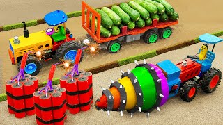 Diy tractor mini Bulldozer to making concrete road  Construction Vehicles Road Roller 43 [upl. by Alyhs]