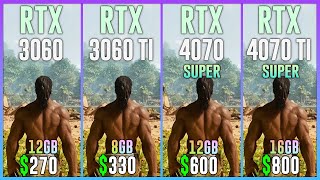 RTX 3060 vs RTX 3060 TI vs RTX 4070 SUPER vs RTX 4070 TI SUPER  Test in 20 Games [upl. by Juanita352]