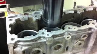 Machining the top sleeve register on a Nissan SR20 block for AEBS TSleeves [upl. by Jo-Anne]