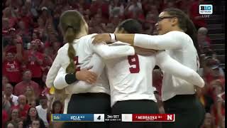 Bergen Reilly Solo Block Laney Choboy Up Dig Nebraska Husker Volleyball 92724 UCLA [upl. by Thackeray52]