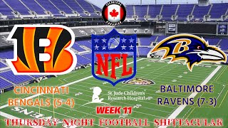 Week 11 TNF Charity Watch Party Cincinnati Bengals 54  Baltimore Ravens 73 [upl. by Thackeray880]