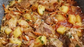 Рагу по  Домашнему Капуста Тушеная с Мясом и Картофелем [upl. by Ozan]