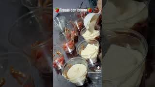 FRESAS CON CREMA 🍓 fresasconcrema fresas recetas [upl. by Ardnekan]