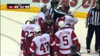 Nicklas Lidstrom gets hit by Taylor Pyatt 041811 [upl. by Aissila]