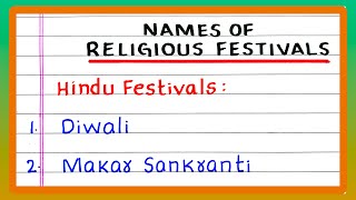 RELIGIOUS FESTIVALS NAME  RELIGIOUS FESTIVALS OF INDIA  in English [upl. by Deeann]