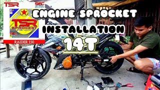 ENGINE SPROCKET INSTALLATION 14 45 to Raider 150 Carb  BIG TIRE CONCEPT [upl. by Swor26]