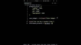 PYTHON PROJECT IDEAS FOR BEGINNERS  AFFORDABLE PRODUCTS⭐ python programming coding shorts [upl. by Whitney898]