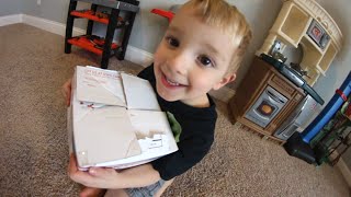 3 Year Old UNBOXING Skateboarding Monster Shirts [upl. by Lorain689]