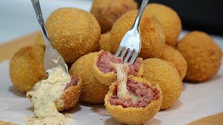 Corned BEEF and MOZZERELLA Bites amp Zesty Spicy Mustard Aioli [upl. by Izaak]