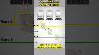 1 Phase kWh Meter Connection with Current Transformer  CT Meter Installation shorts wiring [upl. by Dita]