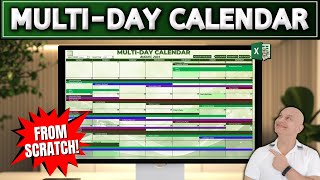 CREATE a MultiDay Calendar in Excel FROM SCRATCH Like a Pro [upl. by Seraphina]