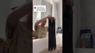 WIG WASHING wighelp wigs asmr humanhairwigs wigtutorials viral [upl. by Udenihc418]