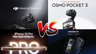 Walking Camera Comparison DJI Osmo Action 5  DJI Pocket 3  Insta360 x4  Iphone 16 day amp lowlight [upl. by Gildea786]