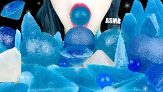 ASMR EDIBLE BLUE CRYSTALS KOHAKUTOU JEWEL CANDY AMBER CANDY  LaniEats ASMR [upl. by Nosecyrb]