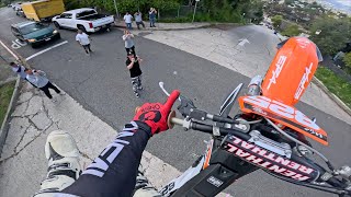 Dirt Bike vs Los Angeles Steepest Street [upl. by Essiralc397]