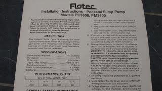 13 HP Flotec pedestal sump pump wattage usage [upl. by Subak]