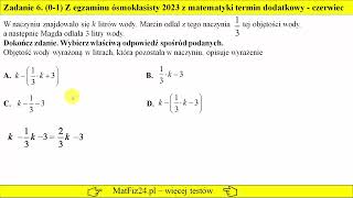 Zadanie 6 Egzamin ósmoklasisty z matematyki 2023 czerwiectermin dodatkowy  MatFiz24pl [upl. by Eidurt19]