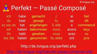 Perfekt Passé Composé Allemand  Français Deutsch  Französisch Vergleich comparaison construc [upl. by Phira351]