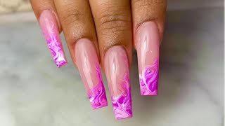 HOW TO Pink Marble Nails  Trying Blooming Gel For The FIRST TIME [upl. by Monroe]