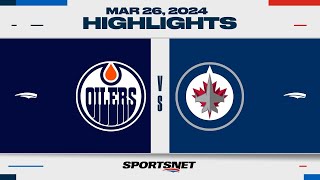 NHL Highlights  Oilers vs Jets  March 26 2024 [upl. by Nyladgam]