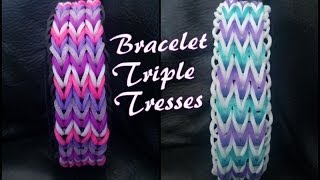 Bracelet Triple Tresses Rainbow Loom Tutoriel Français Niveau Débutant [upl. by Anisamot962]