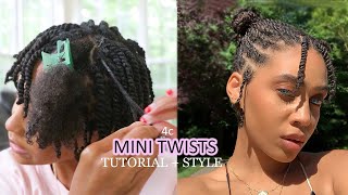 MINI TWIST on Short Natural Hair  Moisturized LCO method Protective style for Length Retention [upl. by Kinna864]