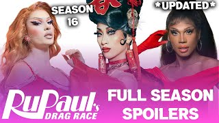 Season 16 UPDATED FULL Season Spoilers  RuPauls Drag Race [upl. by Alrahs830]